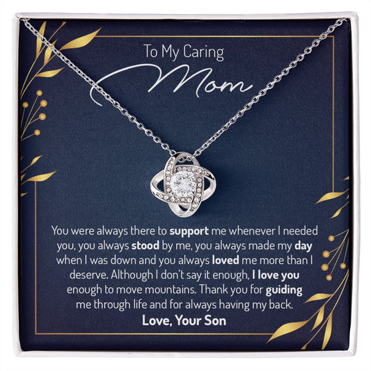 To My Caring Mom - Love Knot Necklace