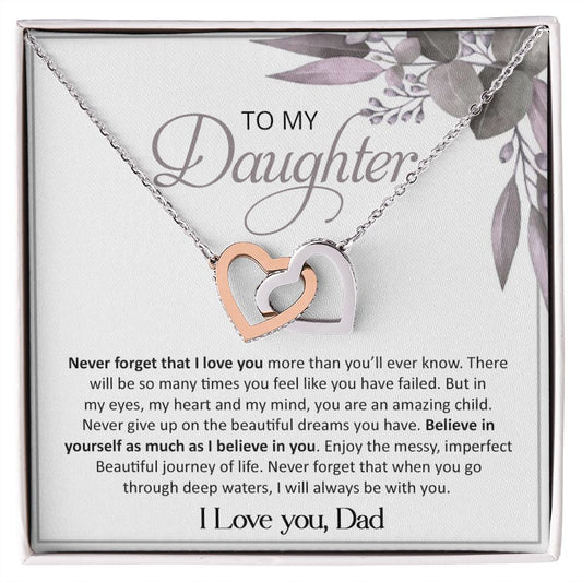 To My Daughter - Interlocking Hearts Necklace